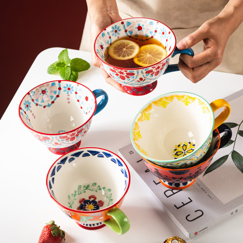 繁花馬克杯陶瓷大容量早餐牛奶水杯女家用北歐ins咖啡杯 繁花馬克杯陶瓷大容量早餐牛奶水杯女家用北歐ins咖啡杯
