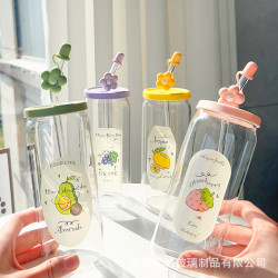 吸琯玻璃杯高顔值情侶杯子大容量水杯可攜式咖啡杯子女生夏季可樂杯