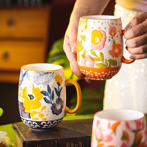 花韻馬克杯陶瓷杯家用水杯辦公室精緻早餐杯情侶杯子大容量咖啡杯 花韻馬克杯陶瓷杯家用水杯辦公室精緻早餐杯情侶杯子大容量咖啡杯