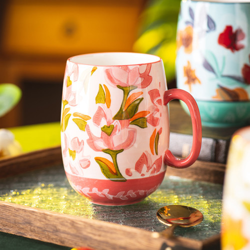 花韻馬克杯陶瓷杯家用水杯辦公室精緻早餐杯情侶杯子大容量咖啡杯 花韻馬克杯陶瓷杯家用水杯辦公室精緻早餐杯情侶杯子大容量咖啡杯