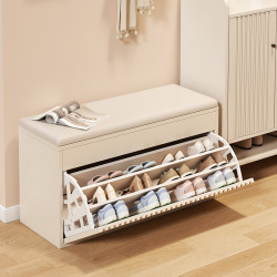 儲物換鞋凳門口家用穿鞋凳進門凳奶油風入戶可坐翻鬭鞋櫃坐凳一體