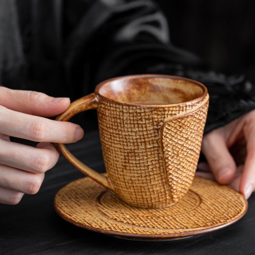 日本信樂燒日式粗陶咖啡杯粉引 手作侘寂陶瓷馬克杯流釉下午茶杯 日本信樂燒日式粗陶咖啡杯粉引 手作侘寂陶瓷馬克杯流釉下午茶杯