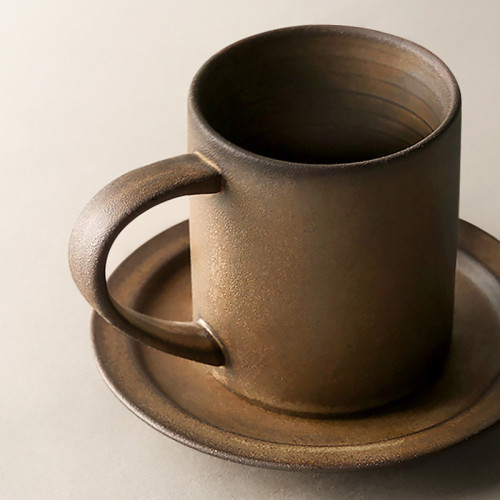 日式手工咖啡杯帶碟創意家用粗陶咖啡杯窰變馬克杯下午茶杯碟套裝 日式手工咖啡杯帶碟創意家用粗陶咖啡杯窰變馬克杯下午茶杯碟套裝