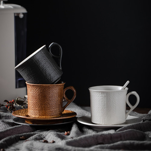 日本瀨戶燒古樸手作粗陶麻紋咖啡杯杯子點心碟下午茶杯日式馬克杯 日本瀨戶燒古樸手作粗陶麻紋咖啡杯杯子點心碟下午茶杯日式馬克杯