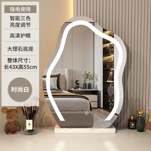 化妝鏡子雲朵帶燈桌上型桌面美顔鏡ins風梳妝鏡家用智能鏡2024新款