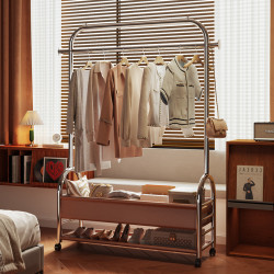 輕奢衣帽架落地可移動多功能掛衣架簡約客廳收納置物架臥室晾衣架