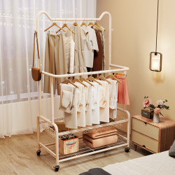 簡易衣架落地臥室晾衣架可移動多功能置物架家用房間掛衣服收納架