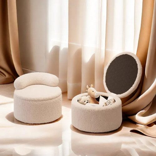 家用小凳子客廳圓凳羊羔絨靠背沙發奶油風沙發凳換鞋凳南瓜矮板凳 家用小凳子客廳圓凳羊羔絨靠背沙發奶油風沙發凳換鞋凳南瓜矮板凳