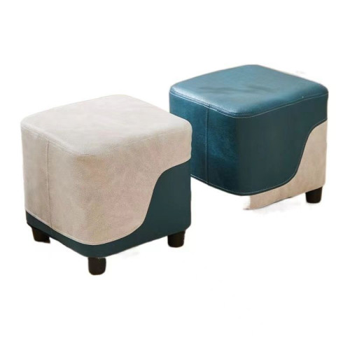 科技布家用小凳子客廳小矮凳茶幾凳子網紅拼色換鞋凳皮墩圓凳方凳