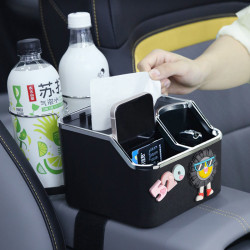 車用扶手箱紙巾盒卡通可愛汽車手扶箱收納水杯支架儲物盒車內紙巾