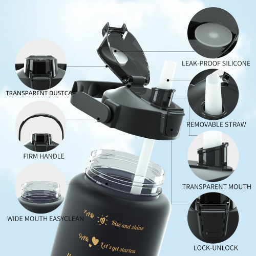 大容量水杯男女通用吸管杯戶外水壺運動水瓶耐高溫塑膠杯子三件套 大容量水杯男女通用吸管杯戶外水壺運動水瓶耐高溫塑膠杯子三件套