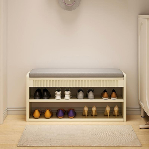 奶油風換鞋凳家用門口進門穿鞋凳可坐式鞋櫃一體軟包坐墊入戶鞋架 奶油風換鞋凳家用門口進門穿鞋凳可坐式鞋櫃一體軟包坐墊入戶鞋架