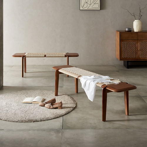 北歐藤編床尾凳臥室入戶試換鞋凳腳踏榻前床邊長條凳服裝店凳子 北歐藤編床尾凳臥室入戶試換鞋凳腳踏榻前床邊長條凳服裝店凳子