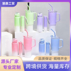 新款簡約40oz塑膠杯三件套高顔值可攜式水杯大容量吸管杯子運動水壺