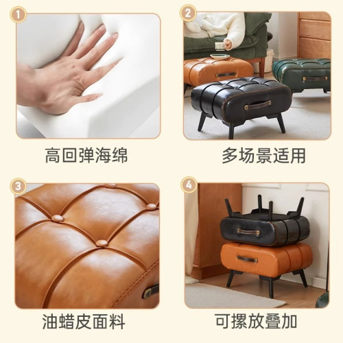 新客廳出口鞋櫃玄關凳皮革沙發凳子貓爪皮床尾美式輕奢時尚換鞋凳 新客廳出口鞋櫃玄關凳皮革沙發凳子貓爪皮床尾美式輕奢時尚換鞋凳