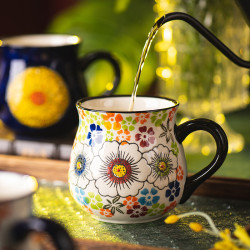 手繪馬克杯創意水杯辦公室早餐陶瓷杯家用復古杯情侶杯咖啡杯