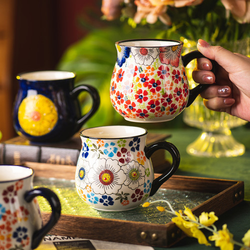 手繪馬克杯創意水杯辦公室早餐陶瓷杯家用復古杯情侶杯咖啡杯 手繪馬克杯創意水杯辦公室早餐陶瓷杯家用復古杯情侶杯咖啡杯