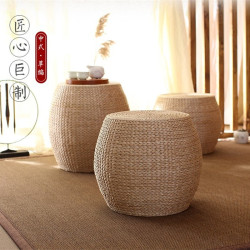 草編坐凳矮凳田園簡約客廳門廳換鞋凳沙發凳圓凳蒲草坐墩兒童小凳