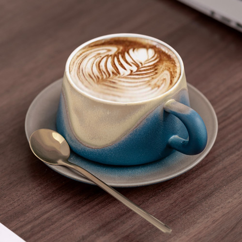 淺山系列山海藍咖啡杯碟套裝設計感小衆釉下彩手工陶瓷高顔值 淺山系列山海藍咖啡杯碟套裝設計感小衆釉下彩手工陶瓷高顔值