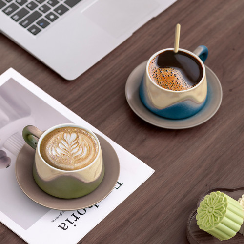 淺山系列山海藍咖啡杯碟套裝設計感小衆釉下彩手工陶瓷高顔值 淺山系列山海藍咖啡杯碟套裝設計感小衆釉下彩手工陶瓷高顔值