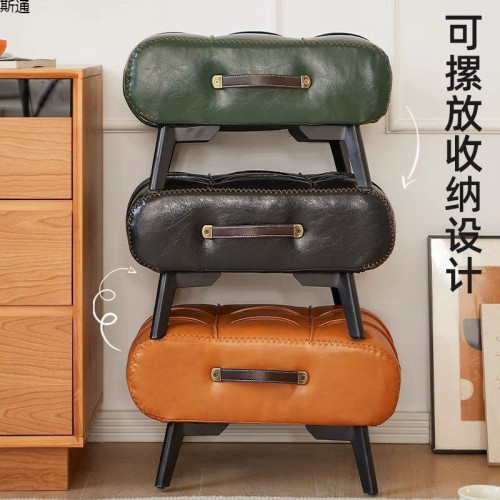 輕奢高級感小凳子客廳茶幾沙發凳家用矮凳腳踏腳凳換鞋凳門口皮墩