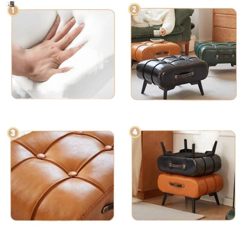 輕奢高級感小凳子客廳茶幾沙發凳家用矮凳腳踏腳凳換鞋凳門口皮墩