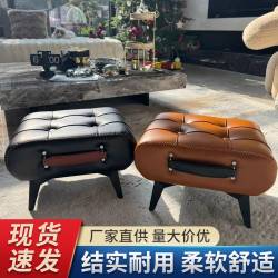 客廳鞋櫃玄關換鞋凳皮革沙發凳子貓爪皮床尾美式輕奢時尚換鞋凳