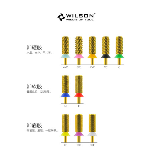 WILSON惠而順5.35mm直筒平頭鎢鋼2XC-3XF小直徑卸甲美甲打磨工具
