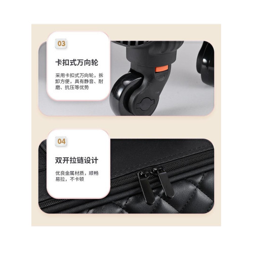 新款專業化妝箱拉桿紋綉美甲工具箱PU皮多功能彩妝跟妝美容拉桿箱