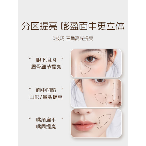 三千羽Y03高光提亮刷三角坡型鼻影面部淚溝修容刷定妝羊毛化妝刷