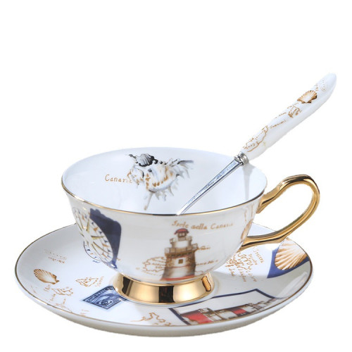 輕奢骨瓷咖啡杯套裝陶瓷花茶杯英式簡約杯碟下午茶高級感禮品