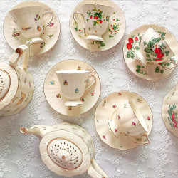 歐式復古精緻ins咖啡杯碟套裝陶瓷英式金邊茶杯法式餐廳杯子家用