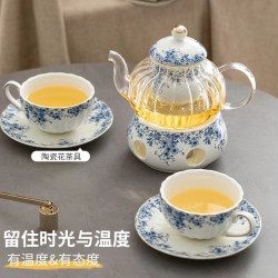 英式下午茶具套裝 加熱花草茶具藍花杯碟咖啡杯碟