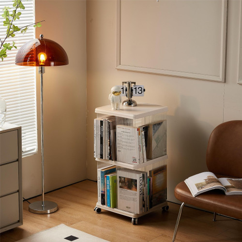 360度旋轉書架透明書櫃兒童繪本收納架家用學生簡約落地置物架子