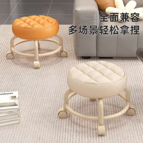 小凳子懶人靜音萬向輪換鞋凳美縫圓凳兒童學步小板凳家用滑輪矮凳 小凳子懶人靜音萬向輪換鞋凳美縫圓凳兒童學步小板凳家用滑輪矮凳