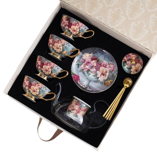 玫瑰之約英式茶壺咖啡杯碟套裝精緻下午茶高顔值咖啡杯花茶壺水杯 玫瑰之約英式茶壺咖啡杯碟套裝精緻下午茶高顔值咖啡杯花茶壺水杯