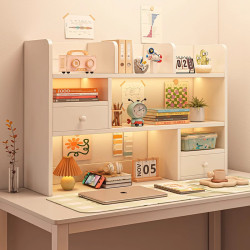 書架桌面置物架家用書桌帶抽收納宿舍簡易多層辦公桌上小書櫃