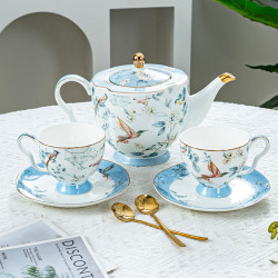 億聯雅 北歐假日1壺4杯碟套裝高顔值精緻咖啡杯喬遷新婚伴手禮