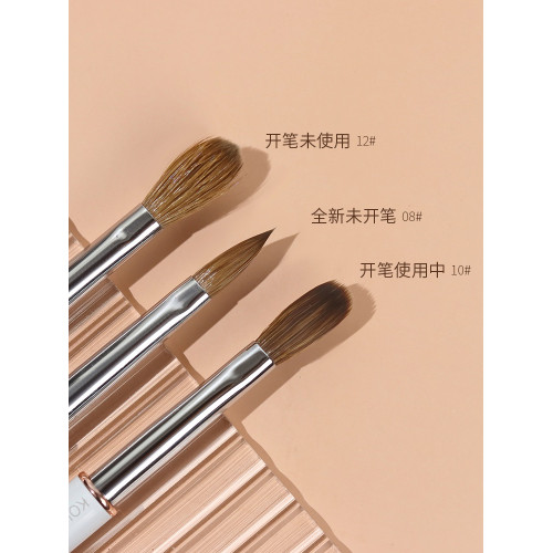丁茜新款持久度水貂毛木桿水晶筆延長扁頭帶蓋鋪撲粉指甲工具刷