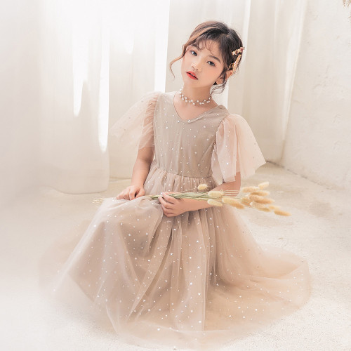 2025新款女童星星亮片網紗公主裙童裝女連衣裙