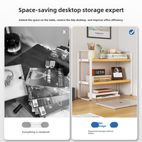 桌面置物架鐵藝桌上書架書桌收納板式學生宿舍化妝品整理架辦公 桌面置物架鐵藝桌上書架書桌收納板式學生宿舍化妝品整理架辦公