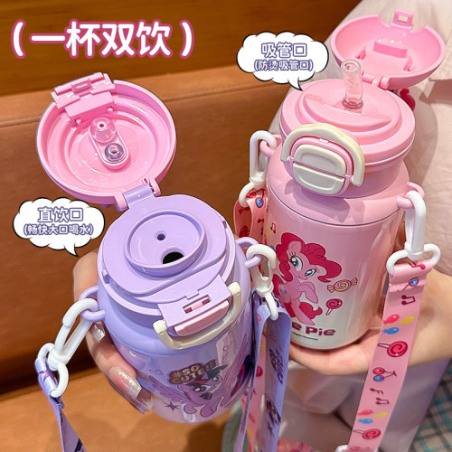 正版小馬寶莉兒童保溫杯316不鏽鋼吸管水杯高顔值可攜式雙飲水壺 正版小馬寶莉兒童保溫杯316不鏽鋼吸管水杯高顔值可攜式雙飲水壺