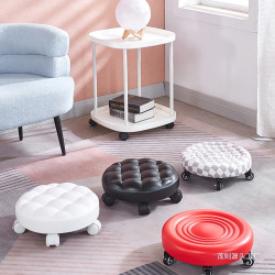 美縫凳家用帶輪小凳子靜音滑輪凳矮凳圓凳移動萬向輪換鞋凳客廳凳