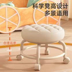 帶輪小凳子帶娃兒童學步登滑輪矮凳圓板凳家用可移動萬向輪換鞋凳