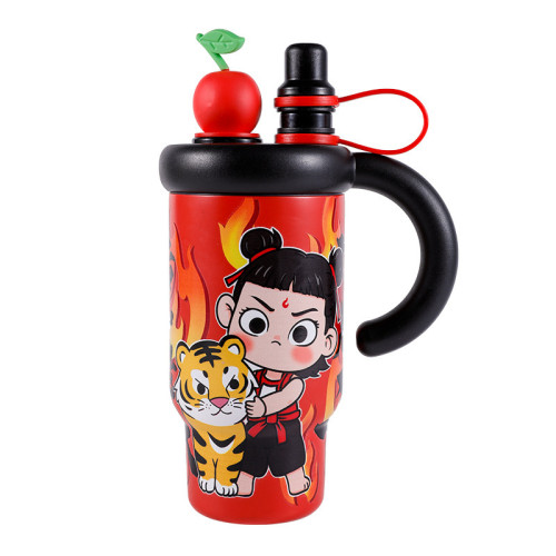 哪吒雙飲冰霸杯大容量304不鏽鋼保溫杯學生可攜式手柄杯車用汽車杯 哪吒雙飲冰霸杯大容量304不鏽鋼保溫杯學生可攜式手柄杯車用汽車杯