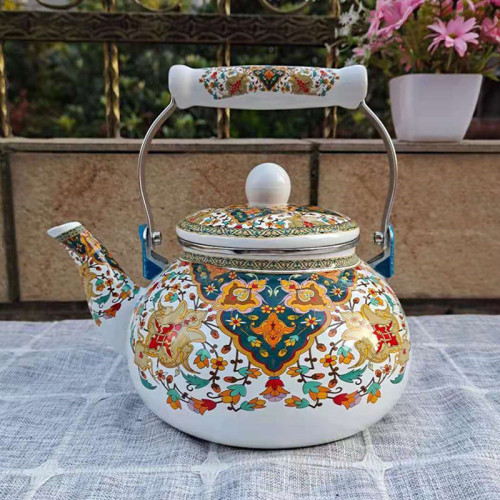 加厚搪瓷2.5Ｌ茶壺 琺瑯壺 搪瓷壺 燒水壺煤氣電磁爐可用