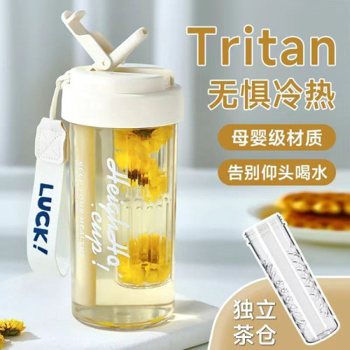tritan母嬰級水杯夏天女生吸管杯防摔耐高溫花茶隨手杯茶水分離杯 tritan母嬰級水杯夏天女生吸管杯防摔耐高溫花茶隨手杯茶水分離杯