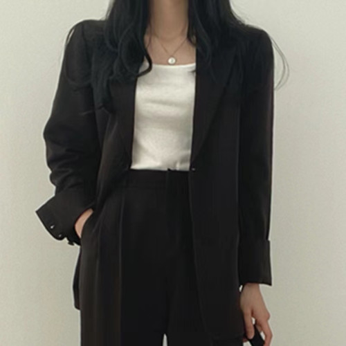 2024流行時尚套裝春秋款六色西裝外套高級感職業西服褲子兩件套女