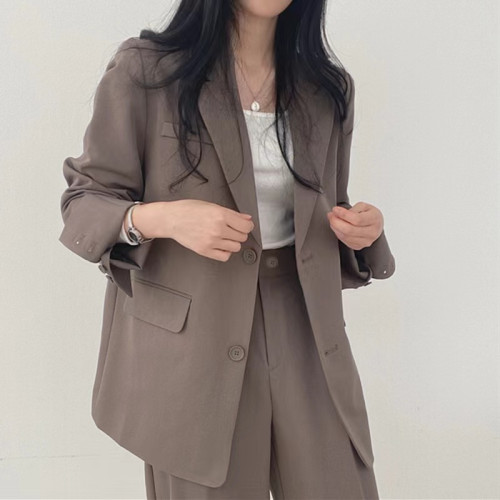 2024流行時尚套裝春秋款六色西裝外套高級感職業西服褲子兩件套女