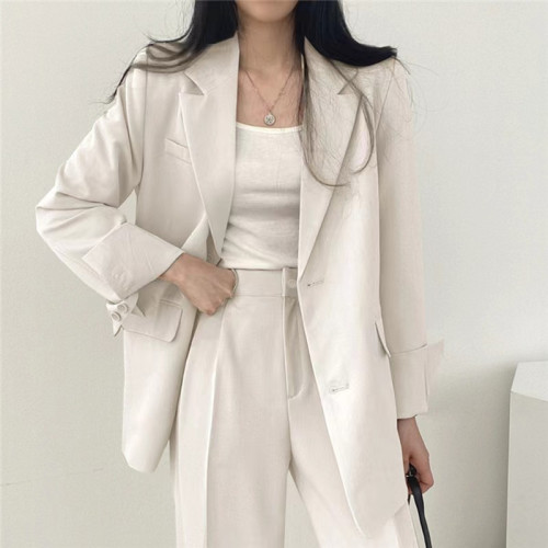 2024流行時尚套裝春秋款六色西裝外套高級感職業西服褲子兩件套女
